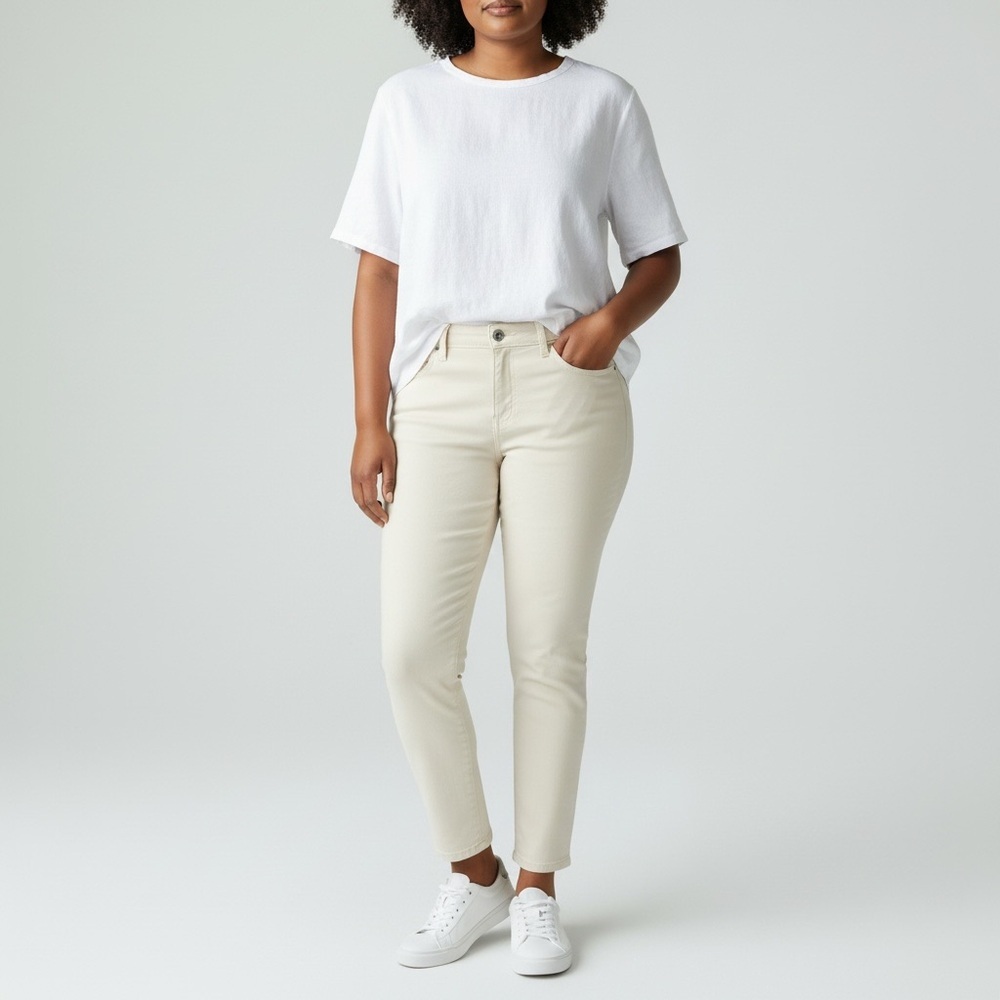 Calvin Klein white cotton straight Skinny Jean Size 4
